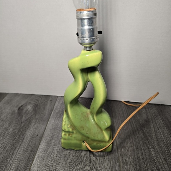 Vintage Table Lamp 1960s MCM Green Retro Art Deco Fiberglass - Picture 6 of 15